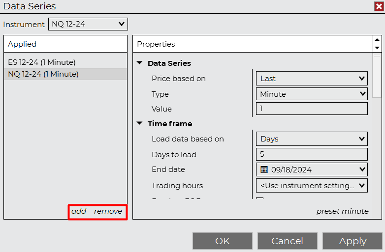 Multiple Data Series - NinjaTrader Desktop