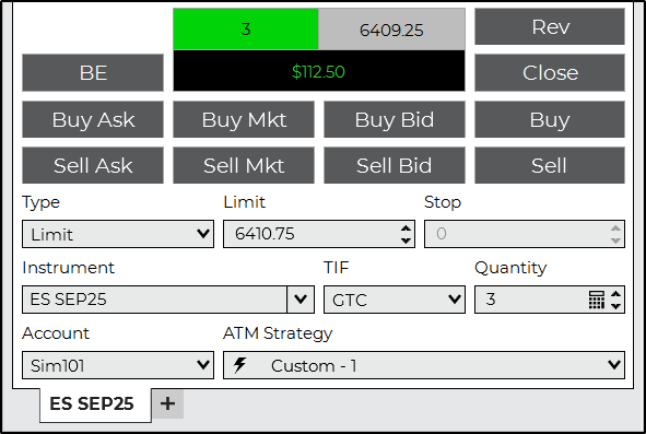 Basic Entry - NinjaTrader Desktop