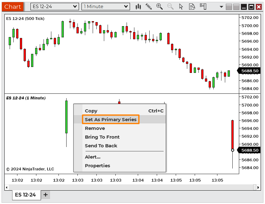 Mehrere Datenreihen - NinjaTrader Desktop