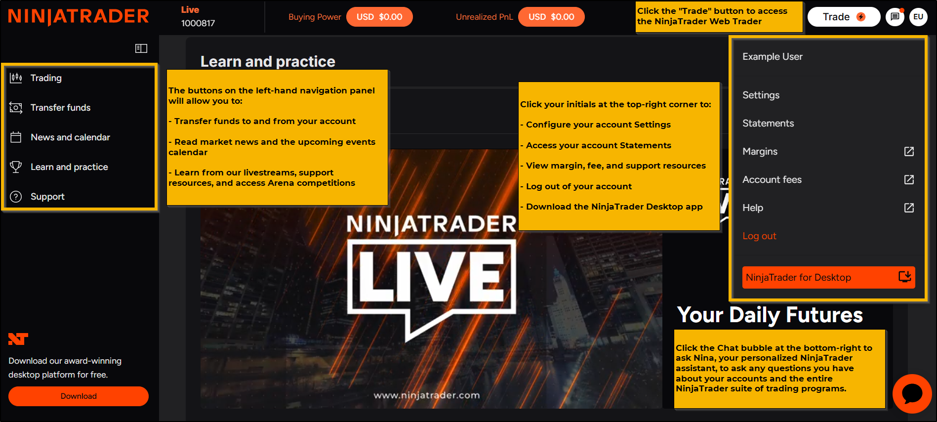 NinjaTrader Dashboard Overview