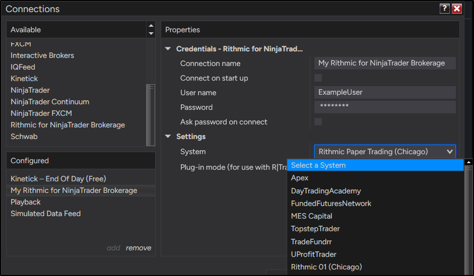 Rithmic Prop Firm/Evaluation Connection Guide - NinjaTrader Desktop