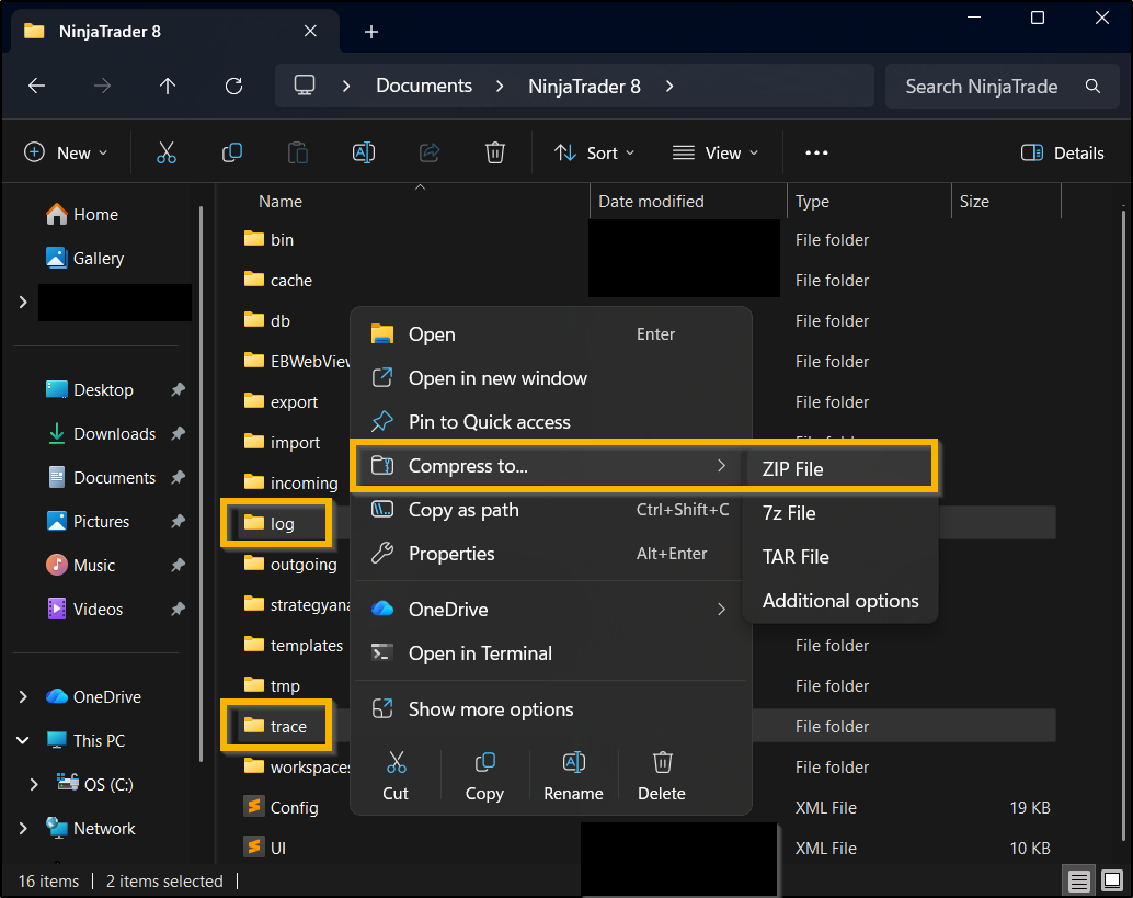 Sending NinjaTrader Desktop Log & Trace Files