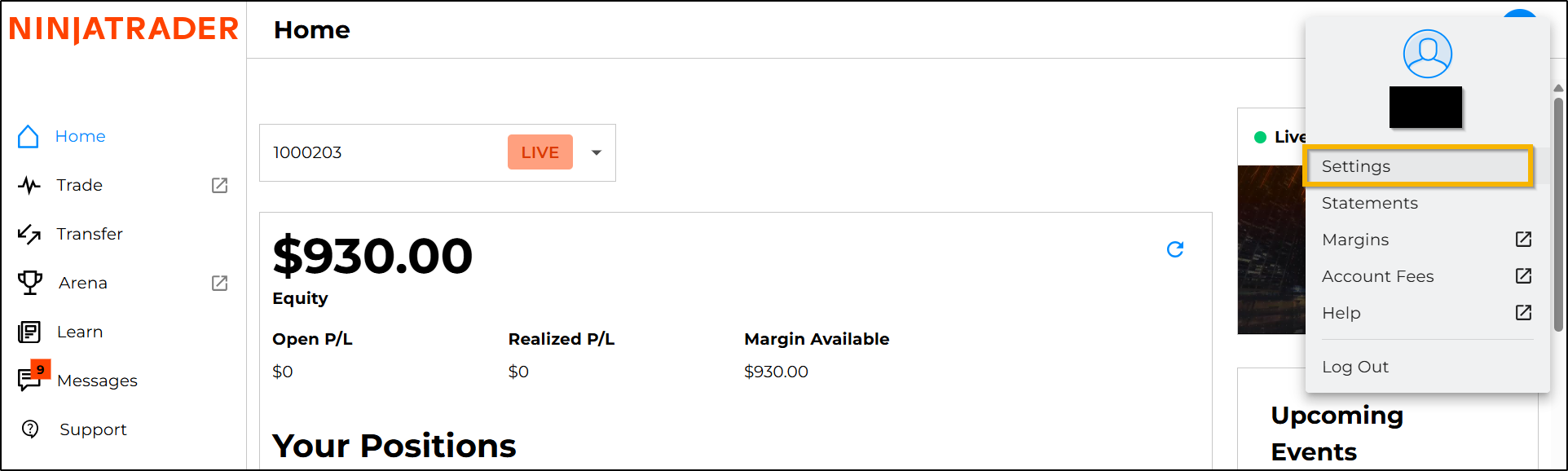 Retirada de fundos por transferência bancária