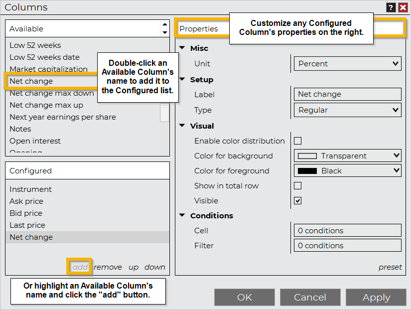 *kinta* オーダーページ Market Analyzer Columns - NinjaTrader Desktop