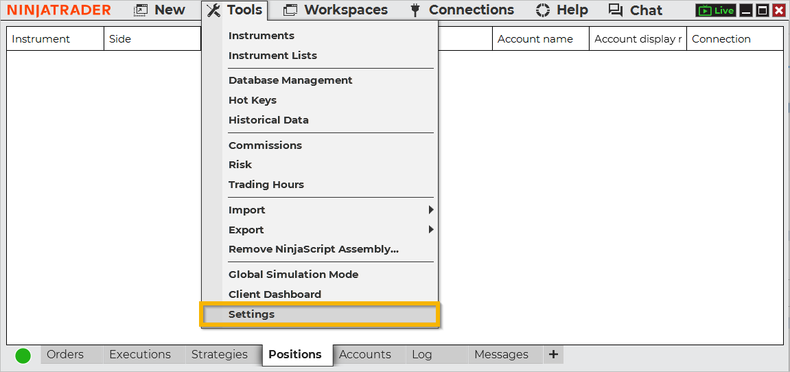 Change Display Language - NinjaTrader Desktop