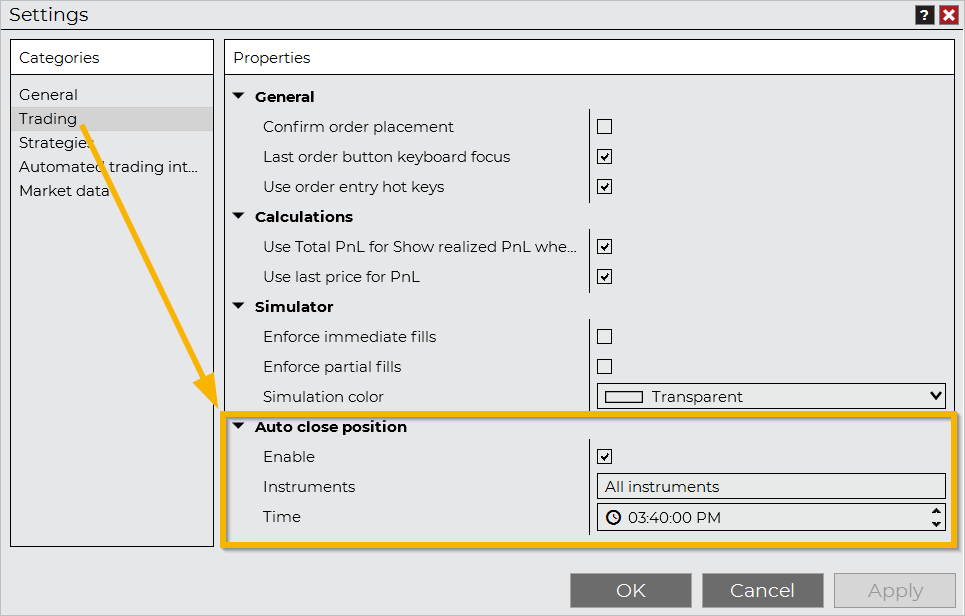 Auto Close Position - NinjaTrader Desktop