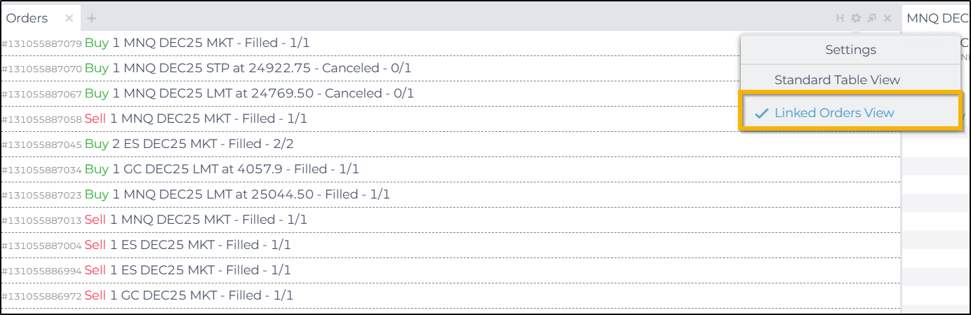 Orders Module - NinjaTrader Web
