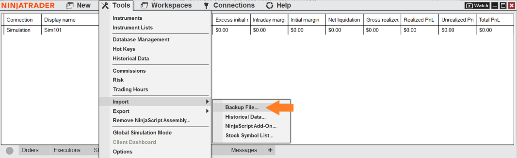 Backup & Restore - NinjaTrader Desktop