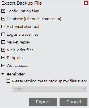 Backup & Restore - NinjaTrader Desktop