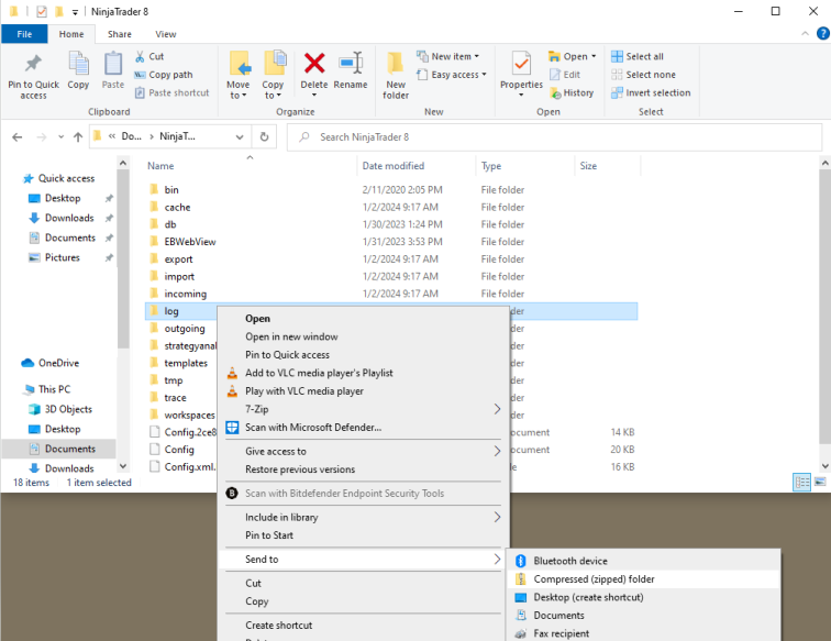 Sending NinjaTrader Desktop Log & Trace Files