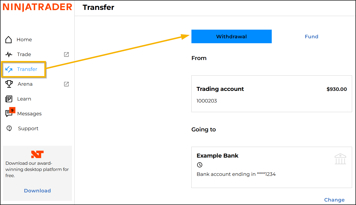 Withdrawing Funds by Wire Transfer