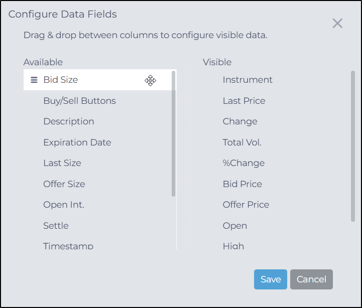 Analizzatore di mercato - NinjaTrader Web