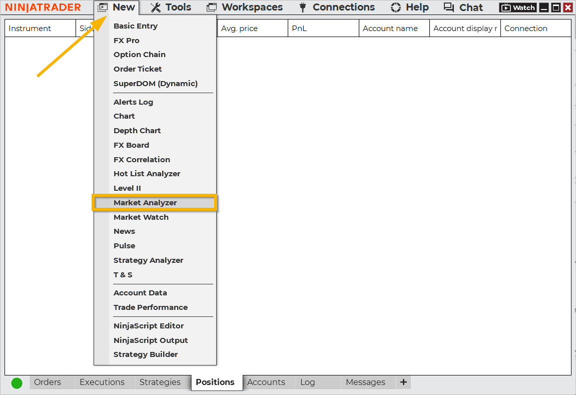 Market Analyzer - NinjaTrader Desktop