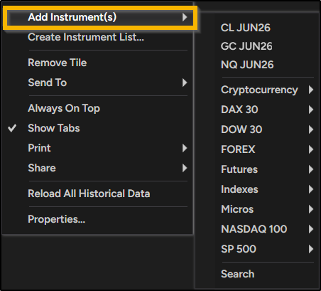 Market Watch - NinjaTrader Desktop
