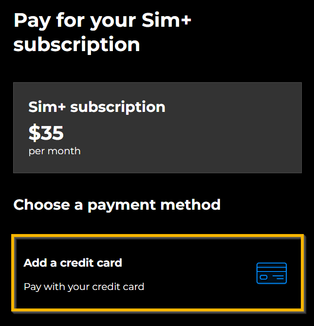 Sim+ (Beta) Subscription