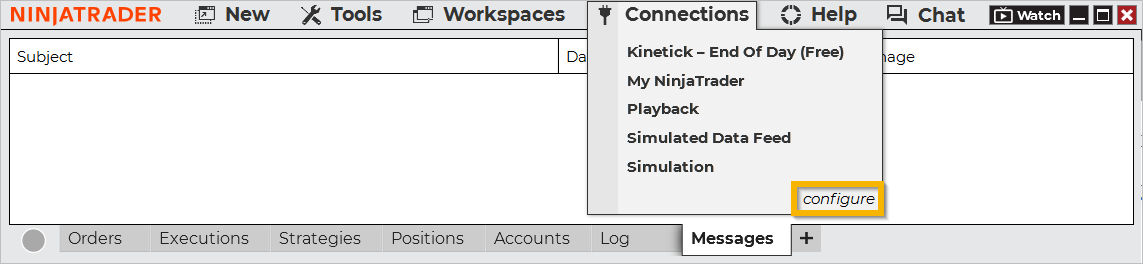 Conexión con múltiples proveedores habilitados - NinjaTrader Desktop