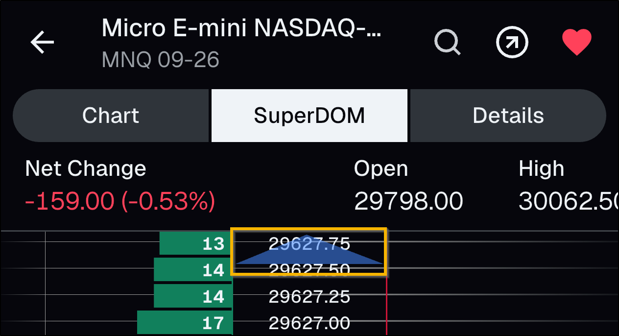 SuperDOM - NinjaTrader Mobile